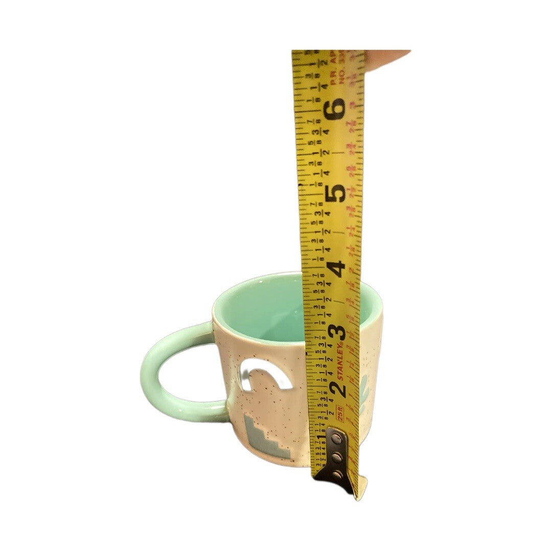 Maven Ceramic Coffee Mug Teal Art Deco Speckles 7 Oz. Tea Milk Chocolate Cup