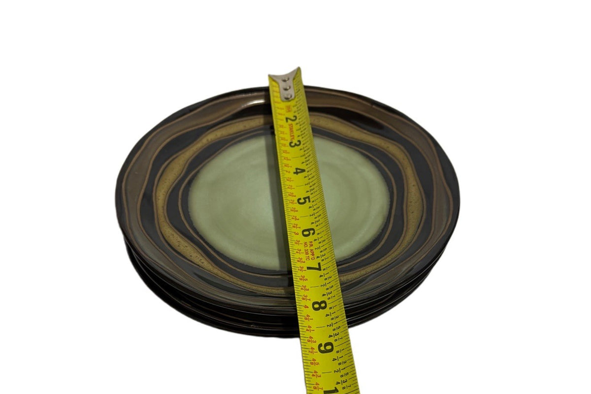 Waves by Noble Excellence Salad Plates – Set of 4, Earthy Brown & Green Glaze