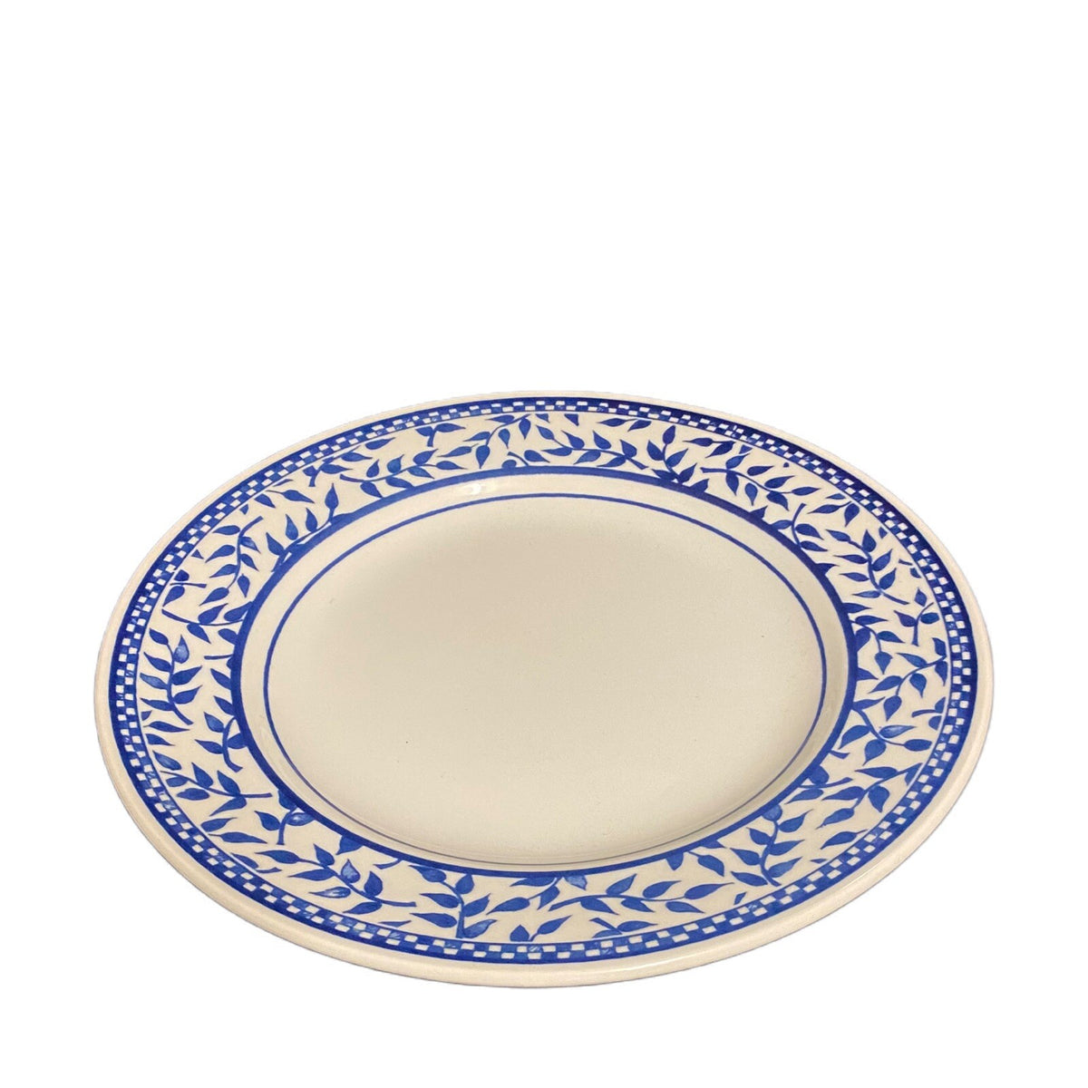 CHURCHILL 3-Salad Plates England CC Blue Leaves Border Trim White Dessert Dishes