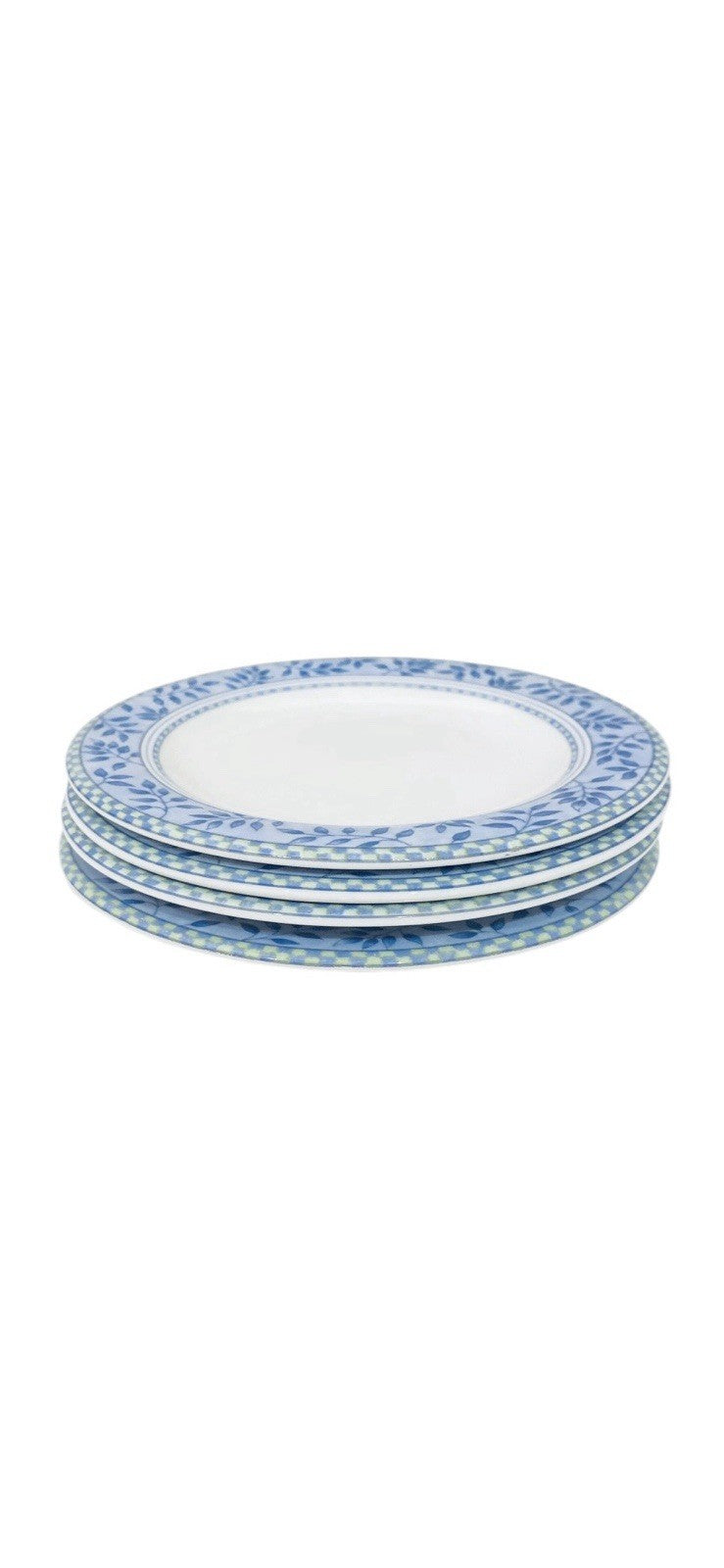 Royal Doulton Rivoli Bread Plates Set of 4 Blue Green Leaves Checkered Band