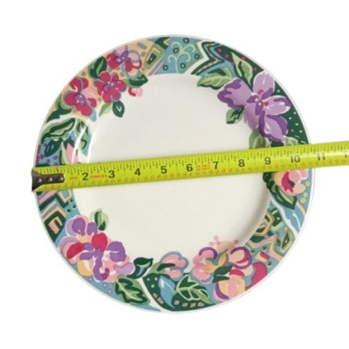 Vintage Gibson Designs PACIFIC 3-Dinner Plates Ceramic Pink Purple Flower