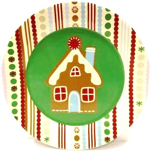 World Market GINGERBREAD 4 Salad Plates Christmas Ceramic Dessert Dishes 8"D