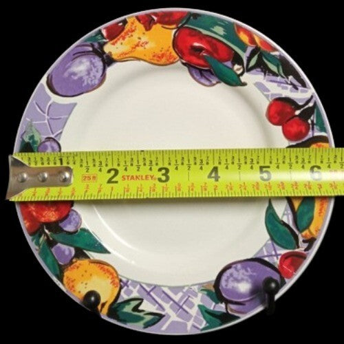 Gibson Designs CORNUCOPIA FRUIT 4-Bread & Butter Plates 6 3/8” D Fruit Border