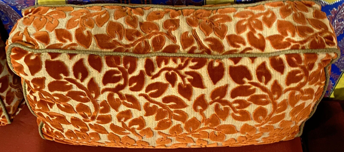 Pillow Cover Rectangular Velvet Look Leaves With Zipper 24" L x 12" W x 5" D