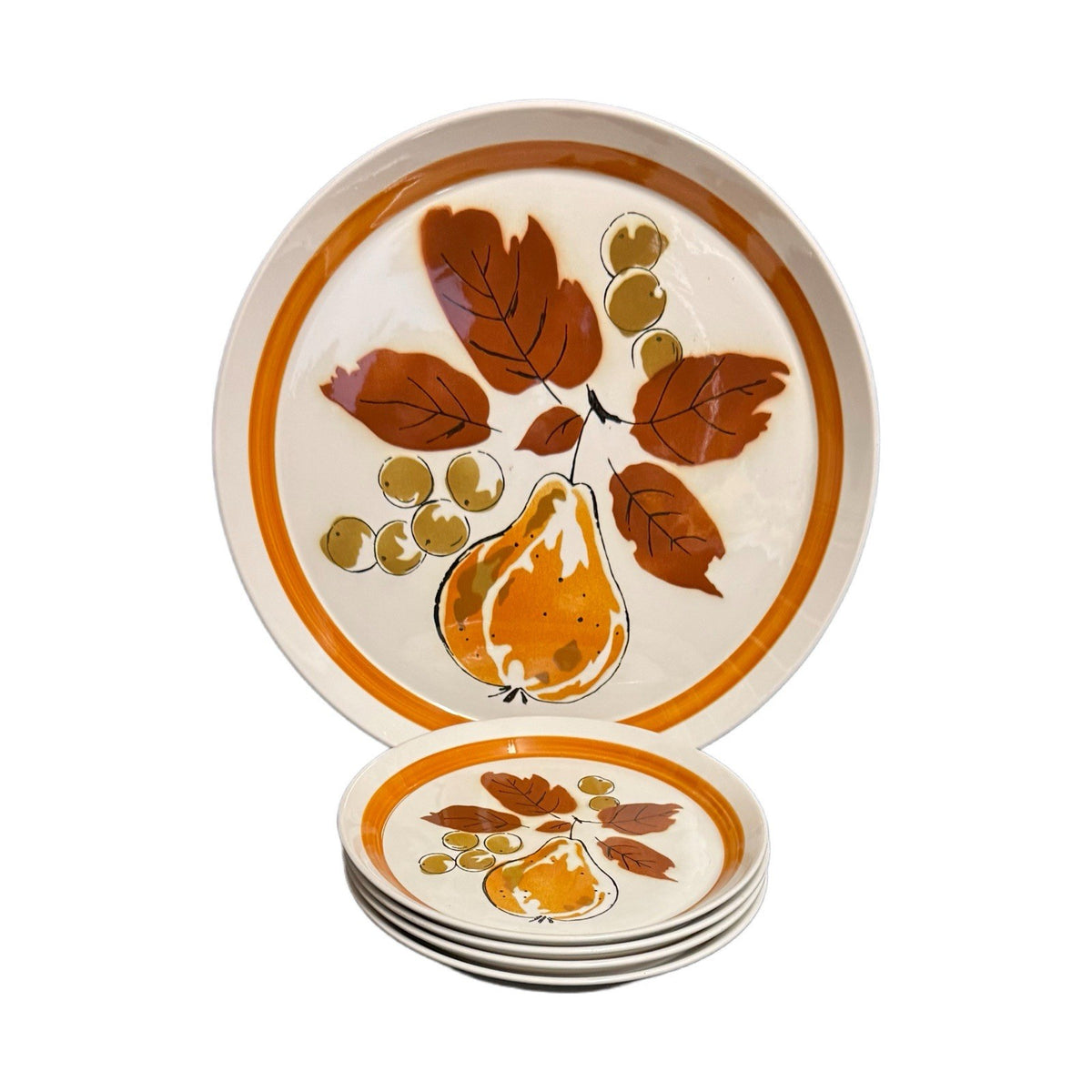 Mikasa Duplex Harvest Ben Seibel Set 12.75” Chop Plate & 4 Salad Plates 8”Japan