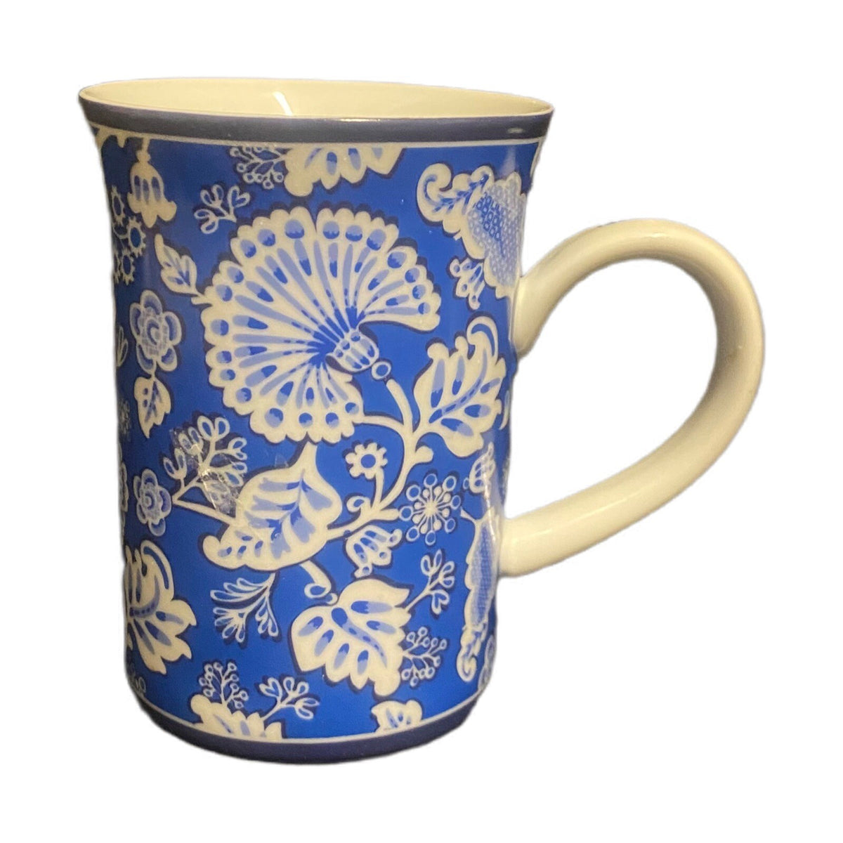 Vera Bradley BLUE LAGOON Mug (N0 Lid)  8 oz Coffee Tea Cup White Blue Floral