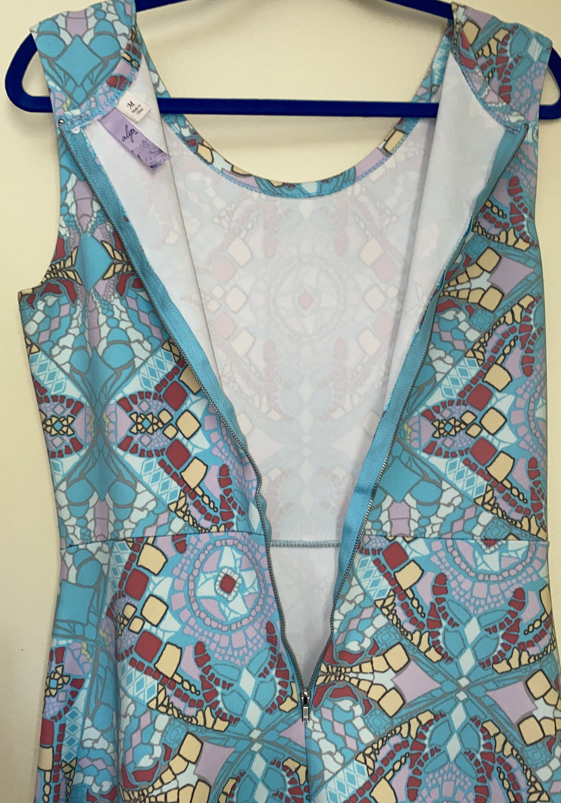 Alya Skater Short Dress Women Sleeveless Teal Blue Flare M