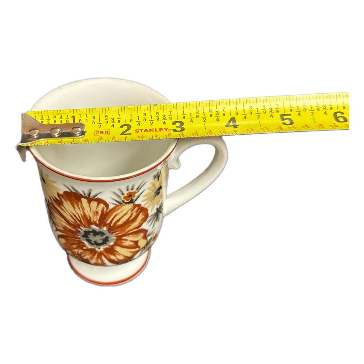Royal Domino Mountain Wood Porcelain Mug – Floral Footed Cup Japan 5.5”