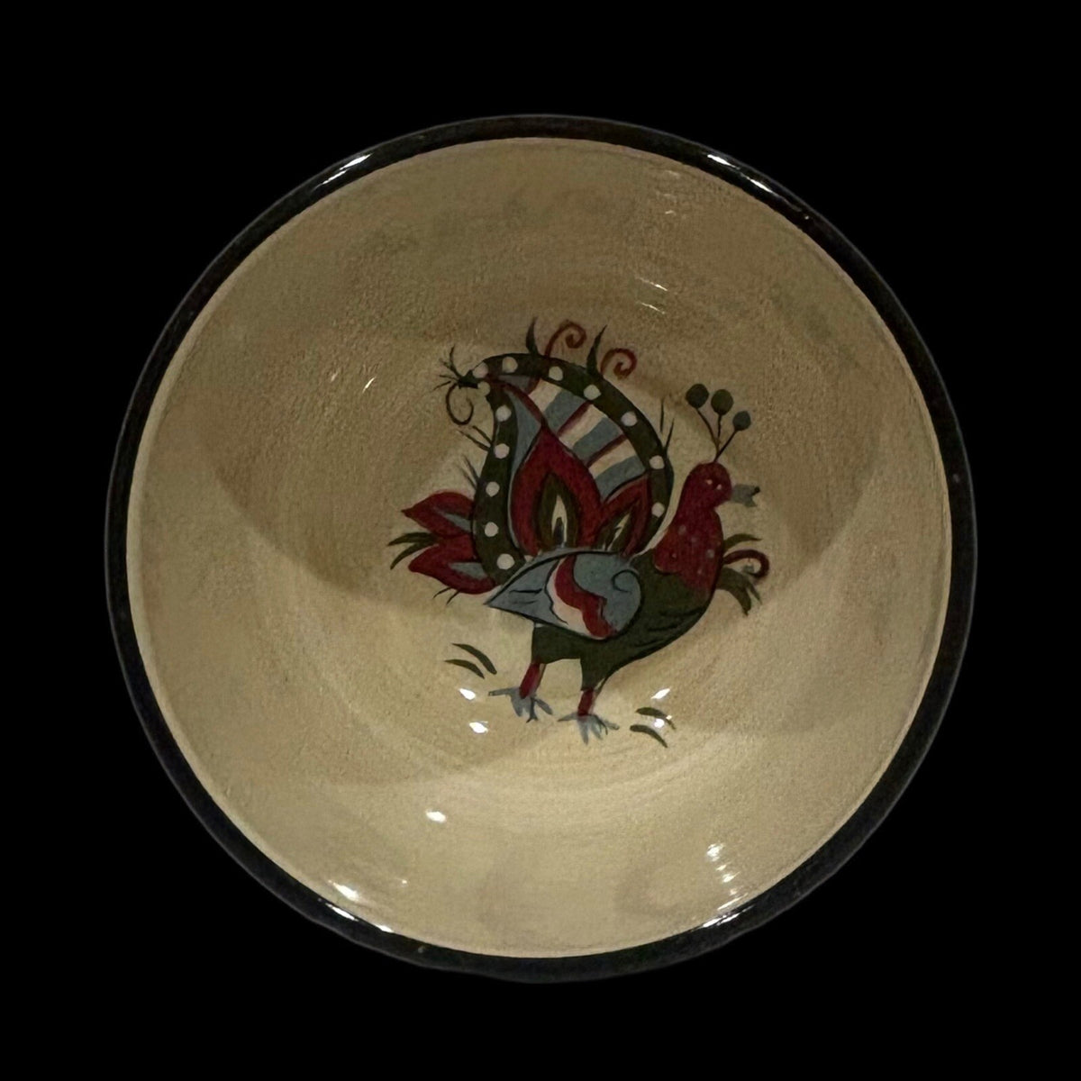Tabletops Unlimited BOULEVARD 4 Cereal Bowls Hand Painted Bird Striped Soup Dish