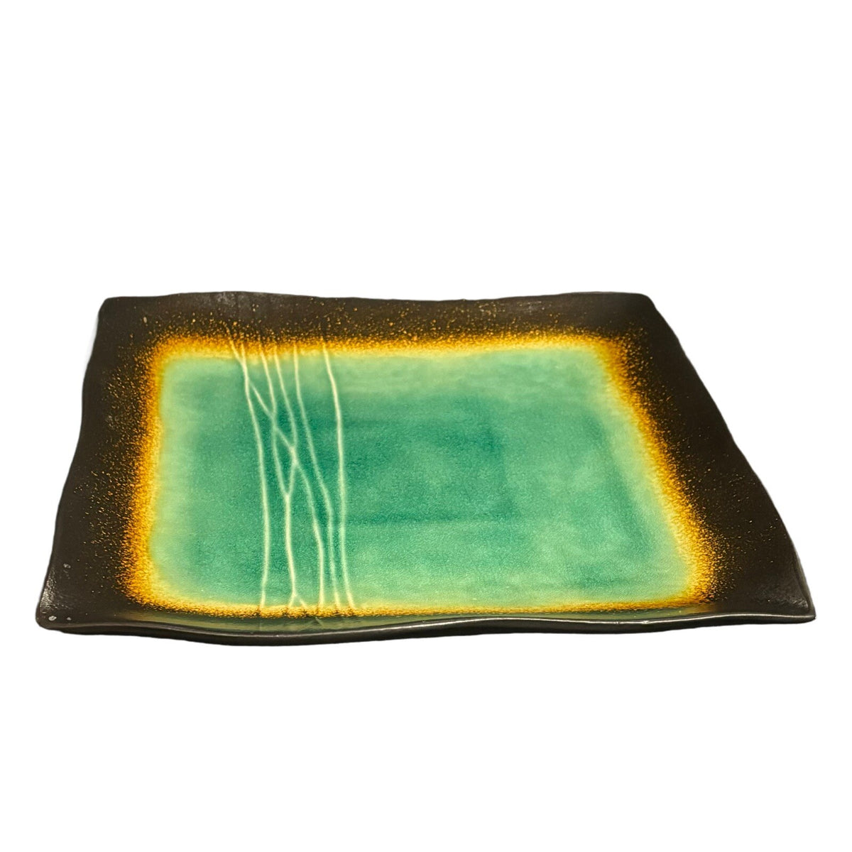 Baum GALAXY JADE Square Dinner Plates Set of 5-Scalloped  10.5"D Stoneware