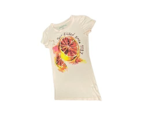 Aeropostale T-Shirt Sun kiss Since 1987 Women White Pink Black Yellow Cotton Tee