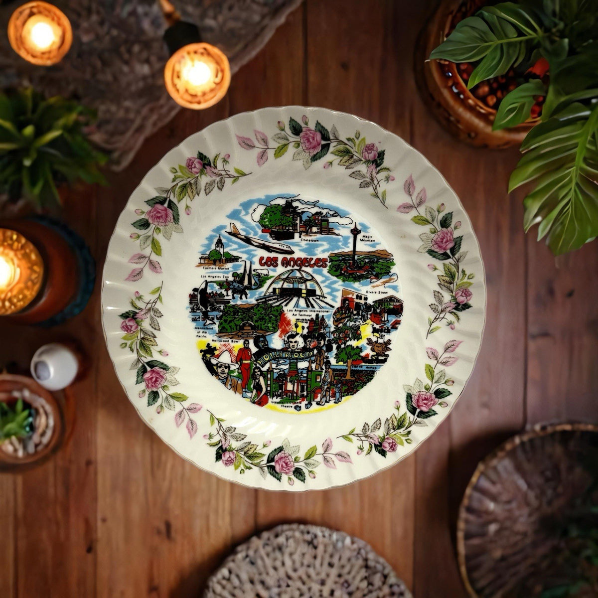Vintage Los Angeles Plate California Souvenir  CREATIVE Fine China  2345 Japan