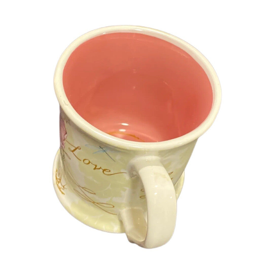 JULIA MINASIAN Coffee Mug Cup Coastline Imports LOVE Stoneware Painted FLORAL