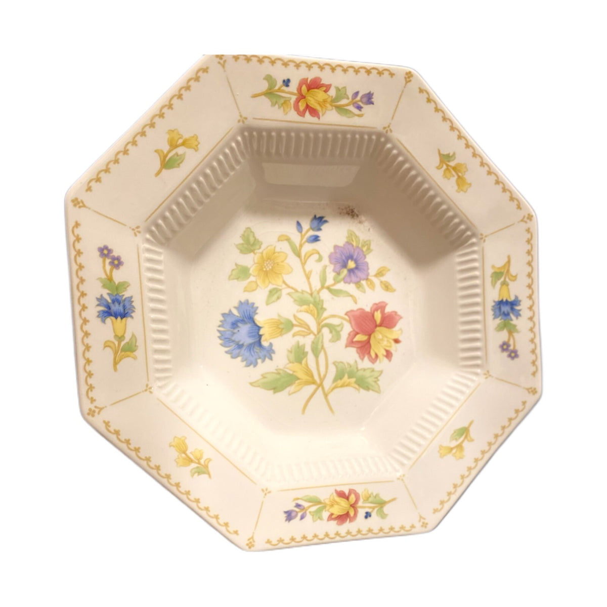Nikko MAGENTA 3 Soup Bowls 8”D Octagonal White Floral Japan Classic Collection