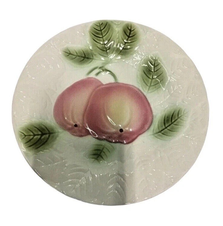 Majolica 4 Salad Plates SALIN LES BAINS France Pottery Dessert Embossed  7 3/4”D