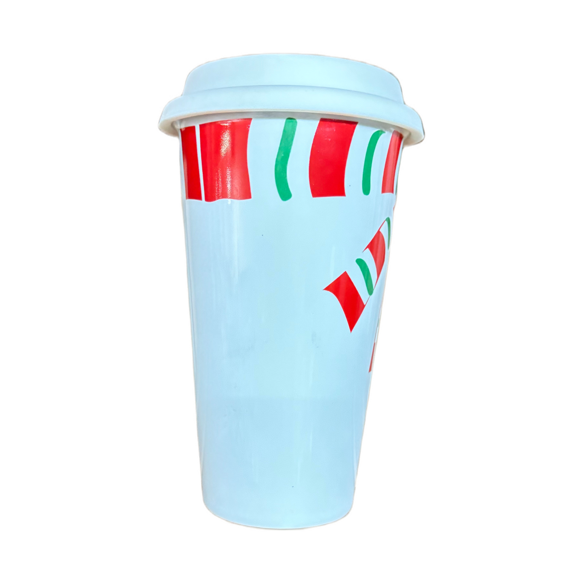 Christmas Latte Mug Ceramic Lidded Thermal White Tumbler Travel Winter Tall Cup