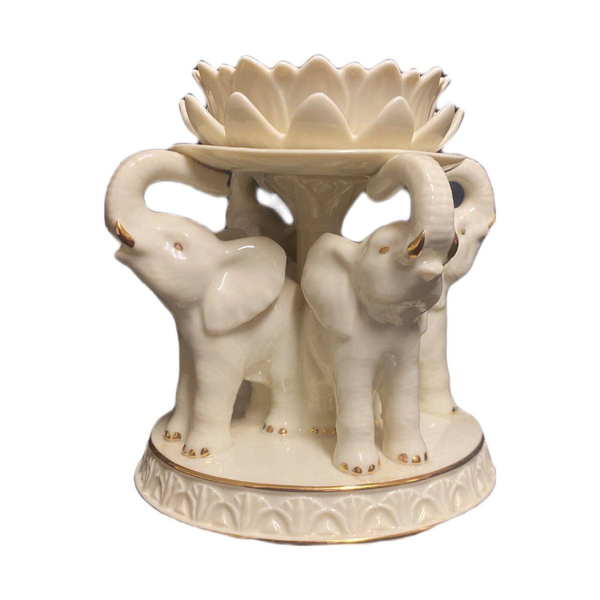 LENOX Elephant Promenade Votive Ivory Fine China Candle Holder 24K Gold Trim