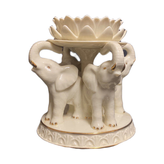 LENOX Elephant Promenade Votive Ivory Fine China Candle Holder 24K Gold Trim