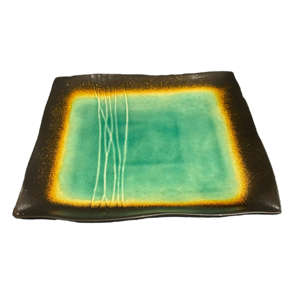 Baum GALAXY JADE Square Dinner Plates Set of 5-Scalloped  10.5"D Stoneware