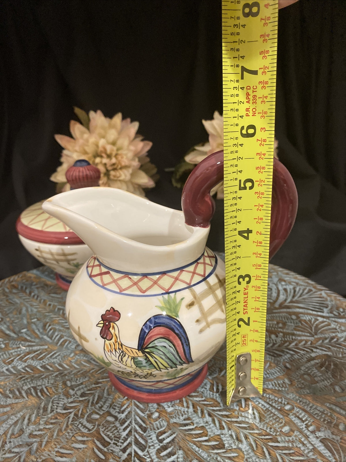 YOUNGS Heartfelt Kitchen Creations 3 PIECE Sugar Bowl with Lid & Creamer Rooster