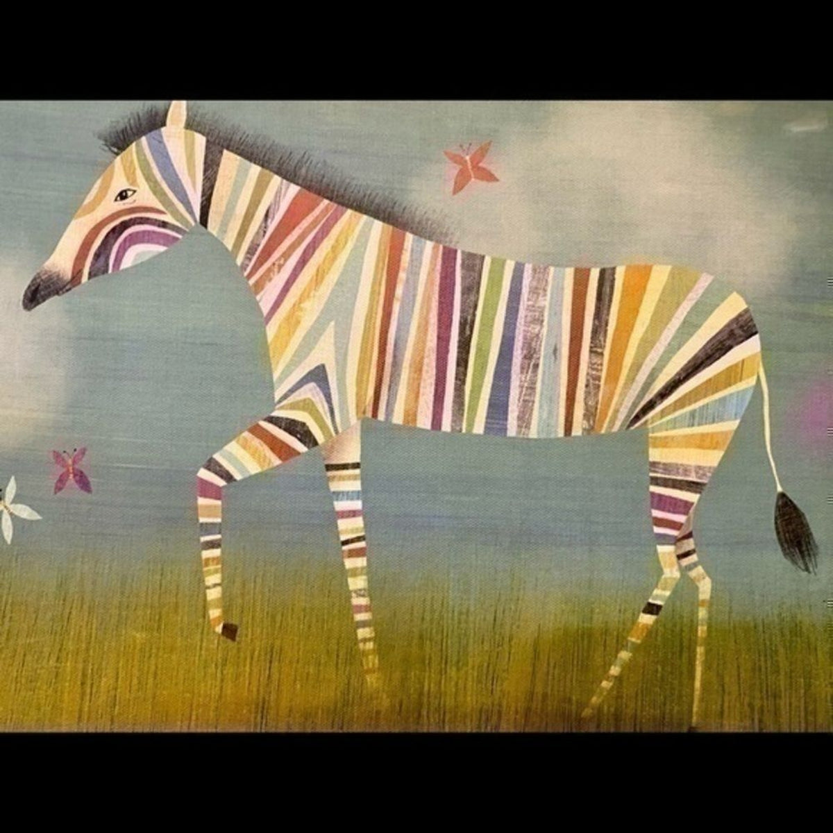 Oopsy Daisy too Rainbow Zebra stretched Canvas Wall Art  Print 14” W x 10”H