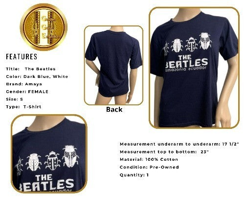 The Beatles T-Shirt By Amaya Blue white Crew Neck Short Sleeves