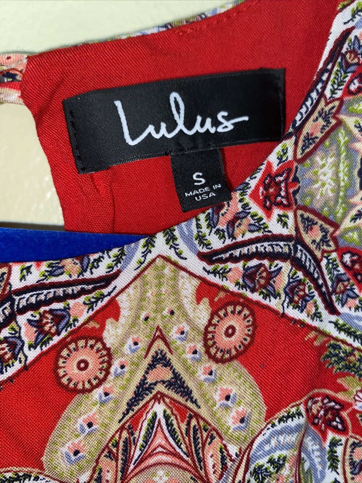 Lulu's Women Tank Top Red Sleeveless Blouse S. Paisley Sleeveless Crew Neck Boho