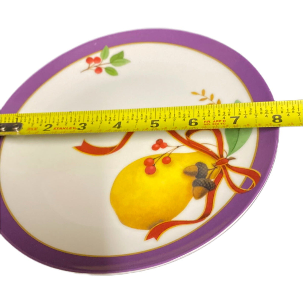 Fringe Studio 4 Salad Plates Christmas Dessert Dishes Fruits Holly Berry Bow CA