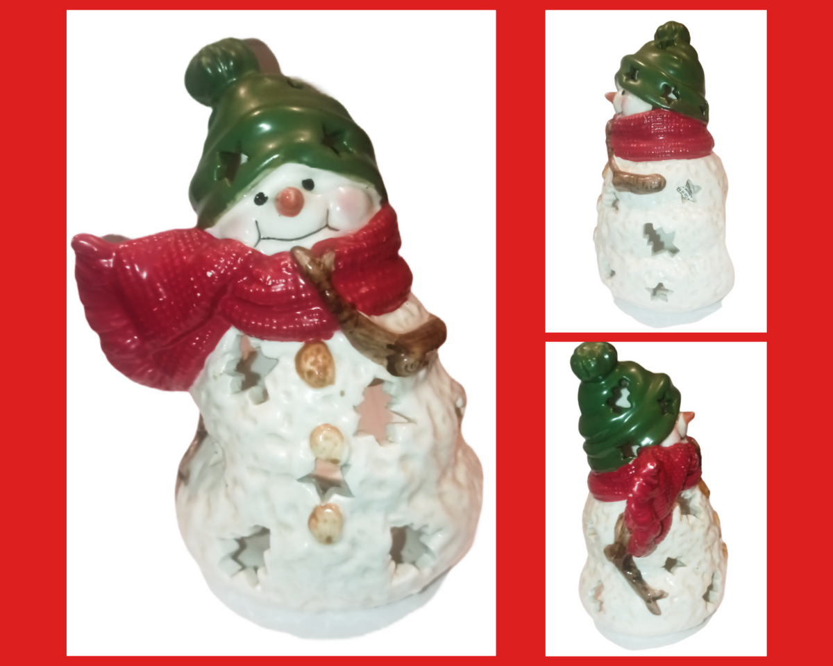 Hallmark Jan Karon Christmas Mitford Snowman Votive Tealight Candle Holder