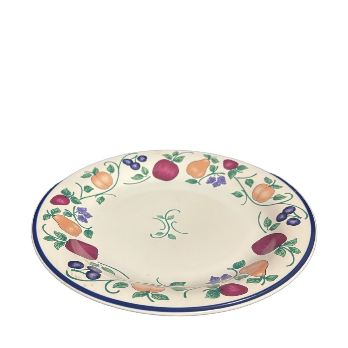 A Princess House 4-Dinner Plates Orchard Medley Fruit Border Indonesia 10 5/8" D