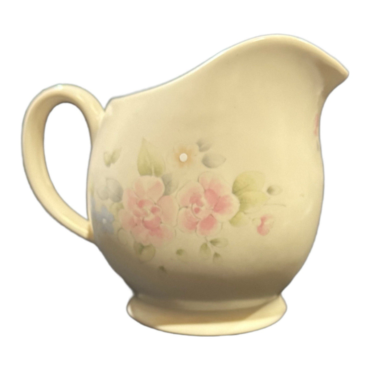 Pfaltzgraff Tea Rose Gravy Boat Pitcher Pink Floral Stoneware Vintage USA