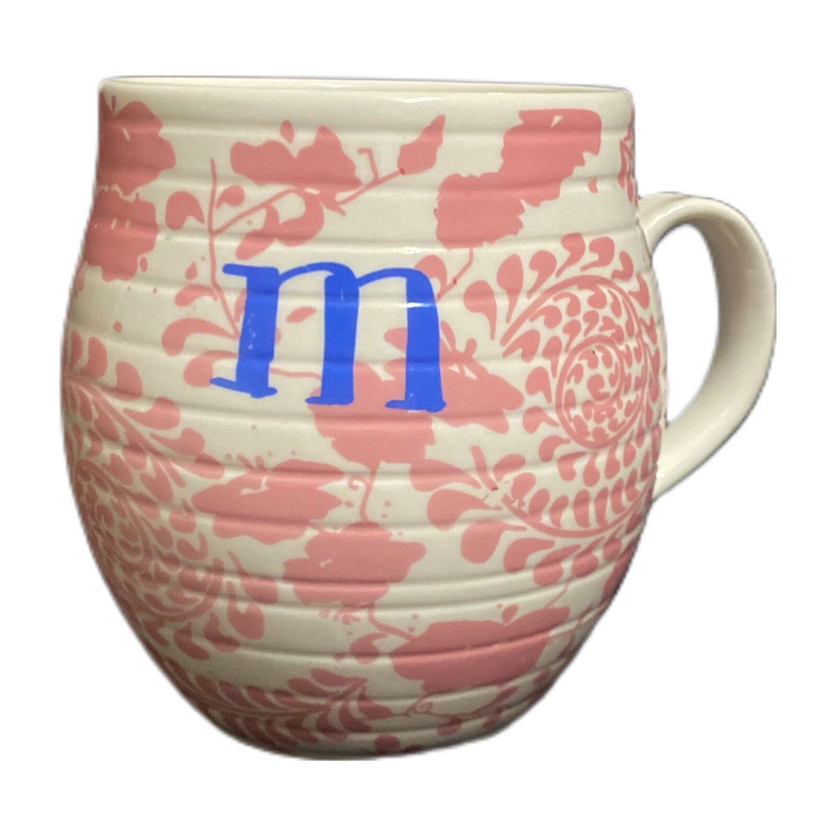 Letter Initial M Mug Pink White Monogram Coffee Tea Cup Unbranded Floral