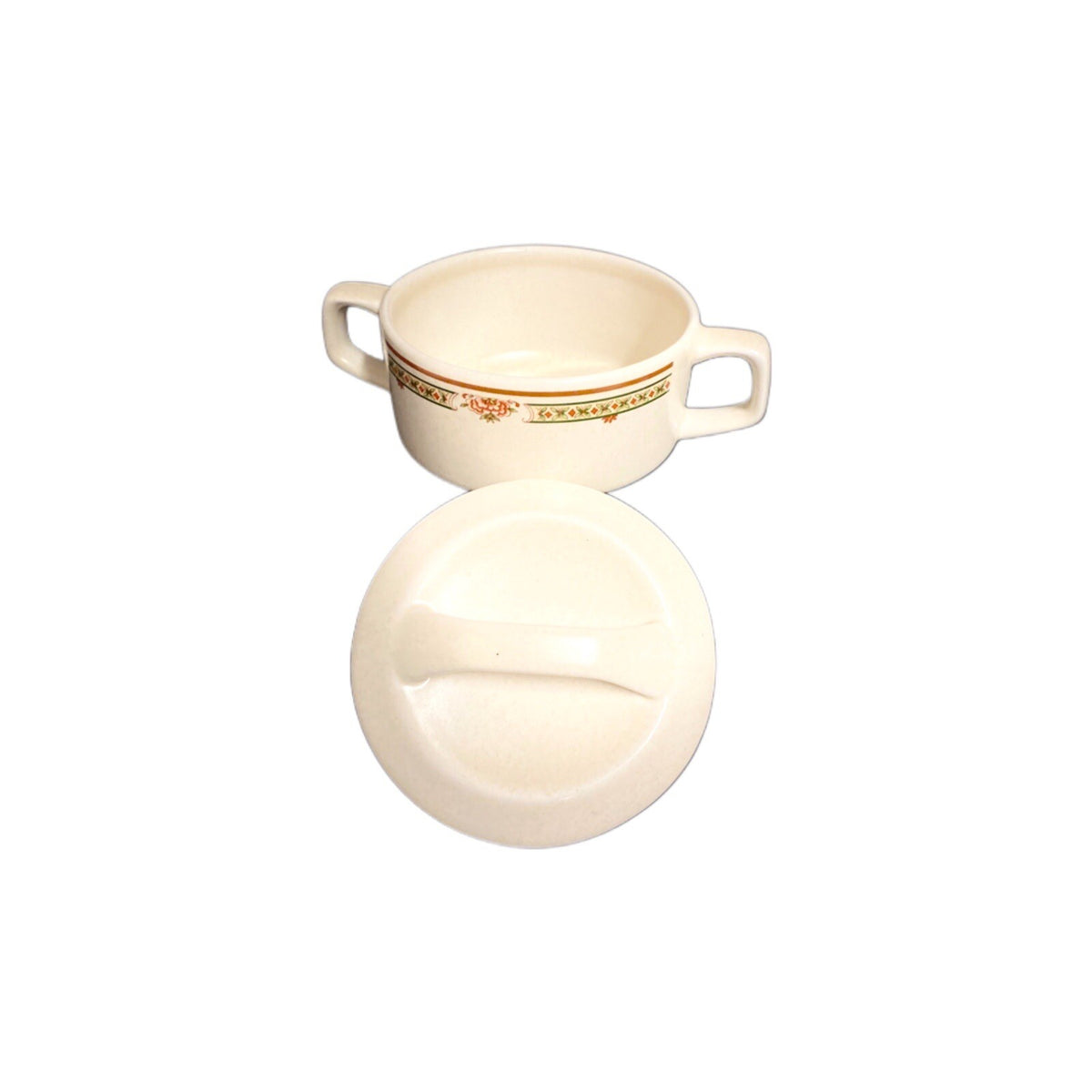 LENOX CORAL BLOSSOMS Temper Ware Stoneware Floral Sugar Bowl and Lid