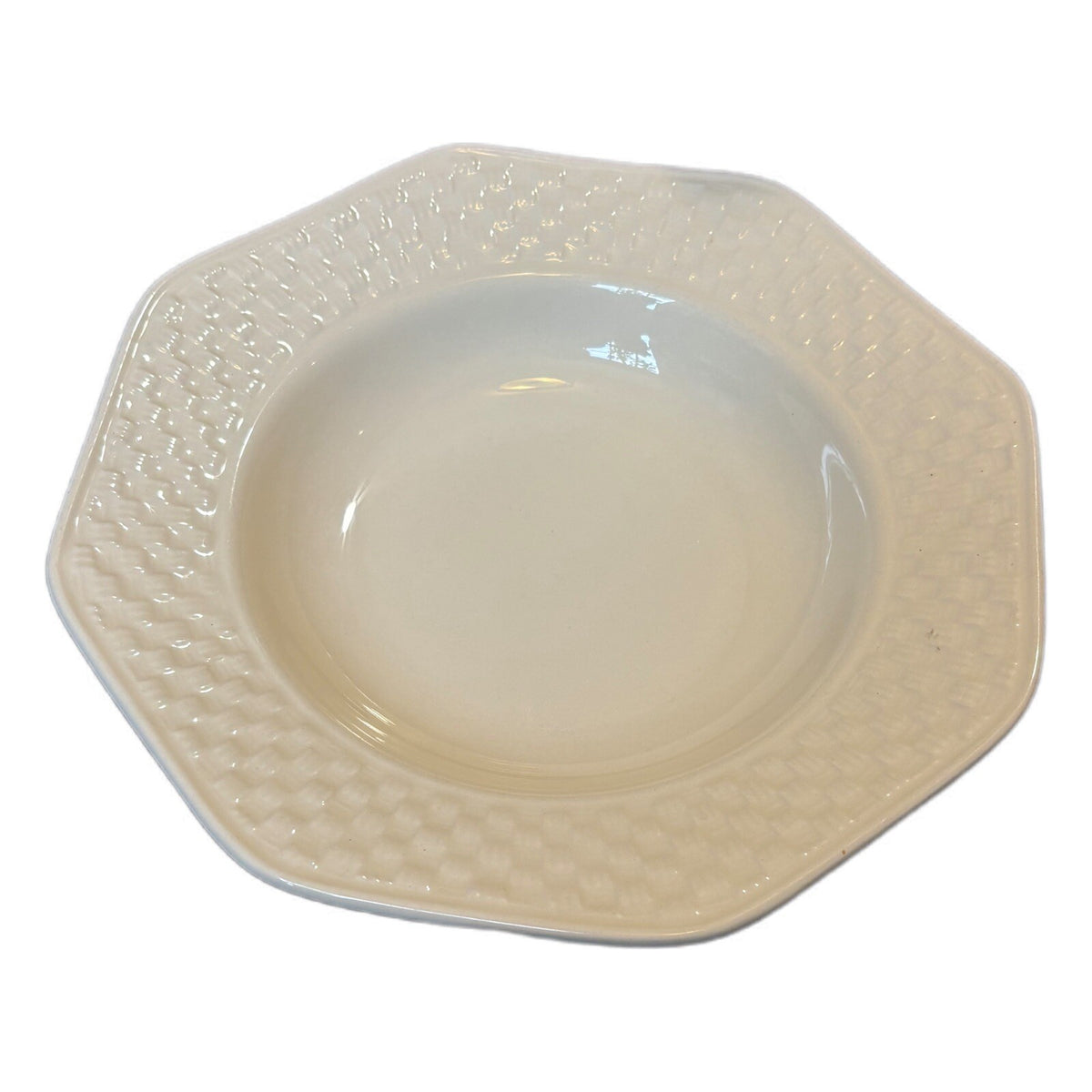 Nautica BERMUDA 6-Rim Soup Bowls Rattan Basket Weave Border Portugal Ceramic 9"D
