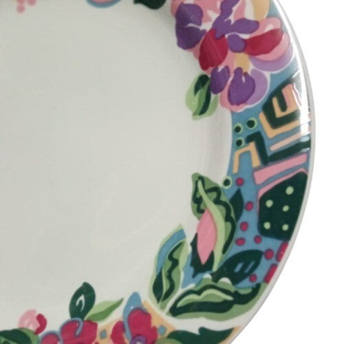 Vintage Gibson Designs PACIFIC 3-Dinner Plates Ceramic Pink Purple Flower