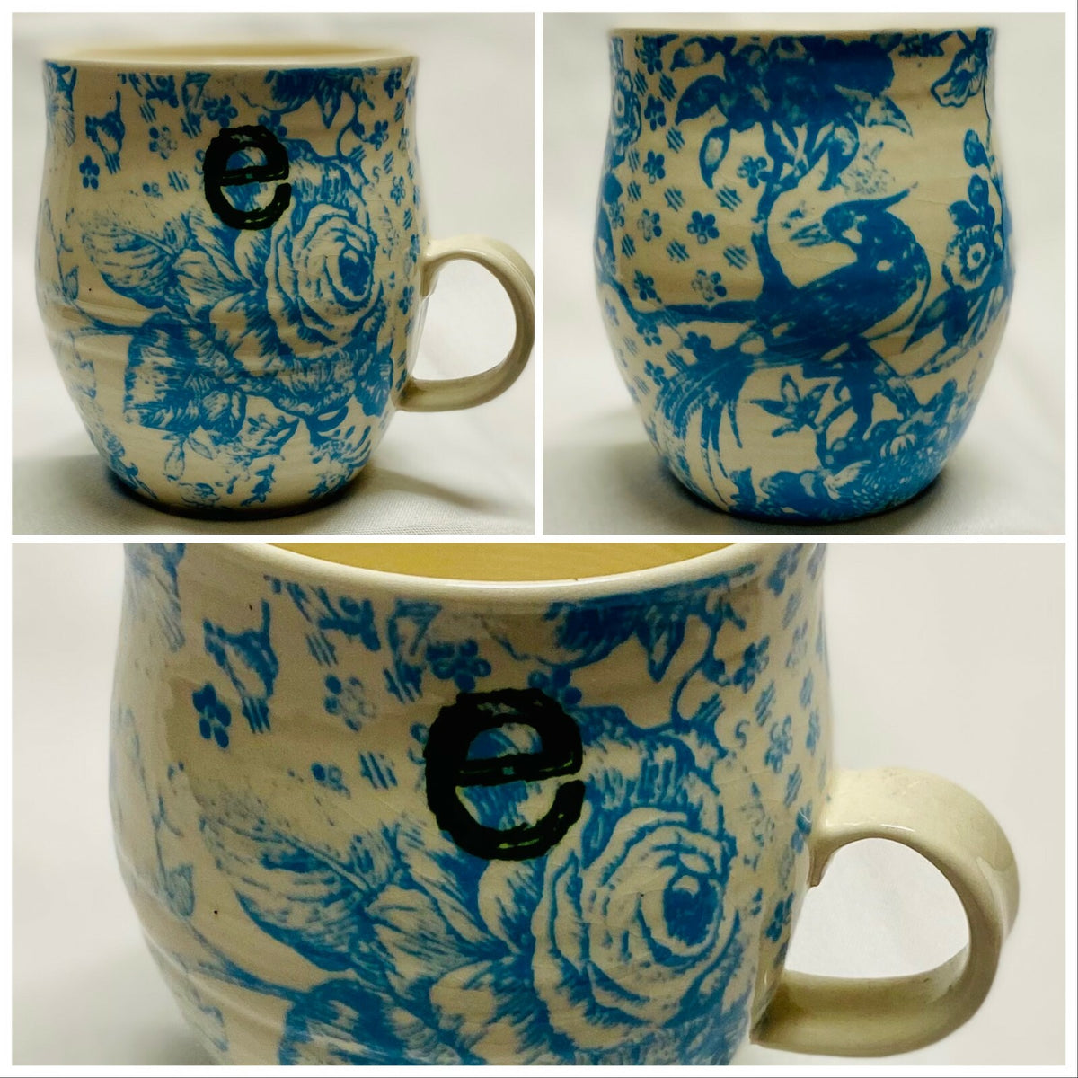 ANTHROPOLOGIE Homegrown Initial Mug Monogram Personalized Name Floral Coffee Cup