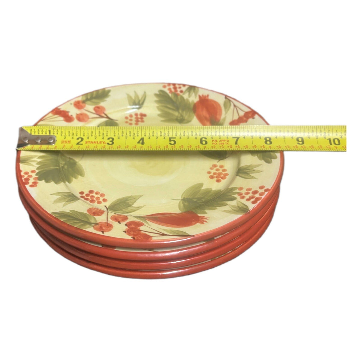 WENDOVER LANE 4-Salad Plates Pomegranate Fruit Design Dessert Appetizer Ceramic
