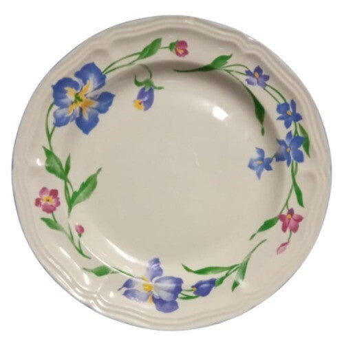 Vintage Gibson WHISPER Salad Plate 7 5/8” D Floral Iris Ceramic Dessert Dish