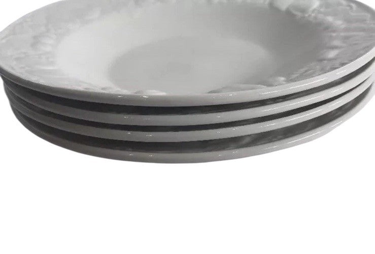 Fruit de Blanc Tabletops Unlimited  4-Coupe Soup Bowls Set Embossed Fruit (1995)