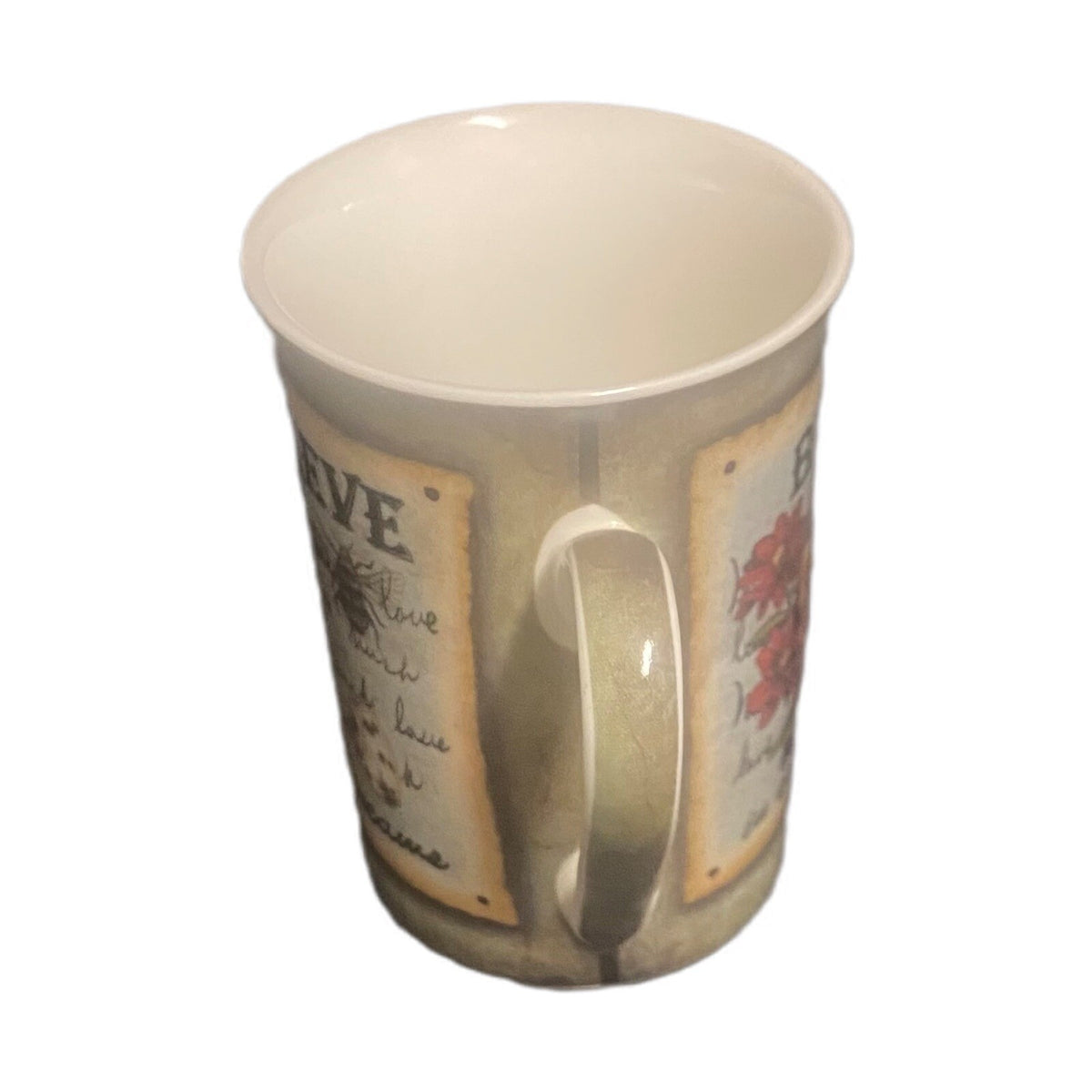 Kent Pottery Mug BELIEVE IN YOUR DREAMS Flowers Bird Love Ceramic Coffee Tea Cup