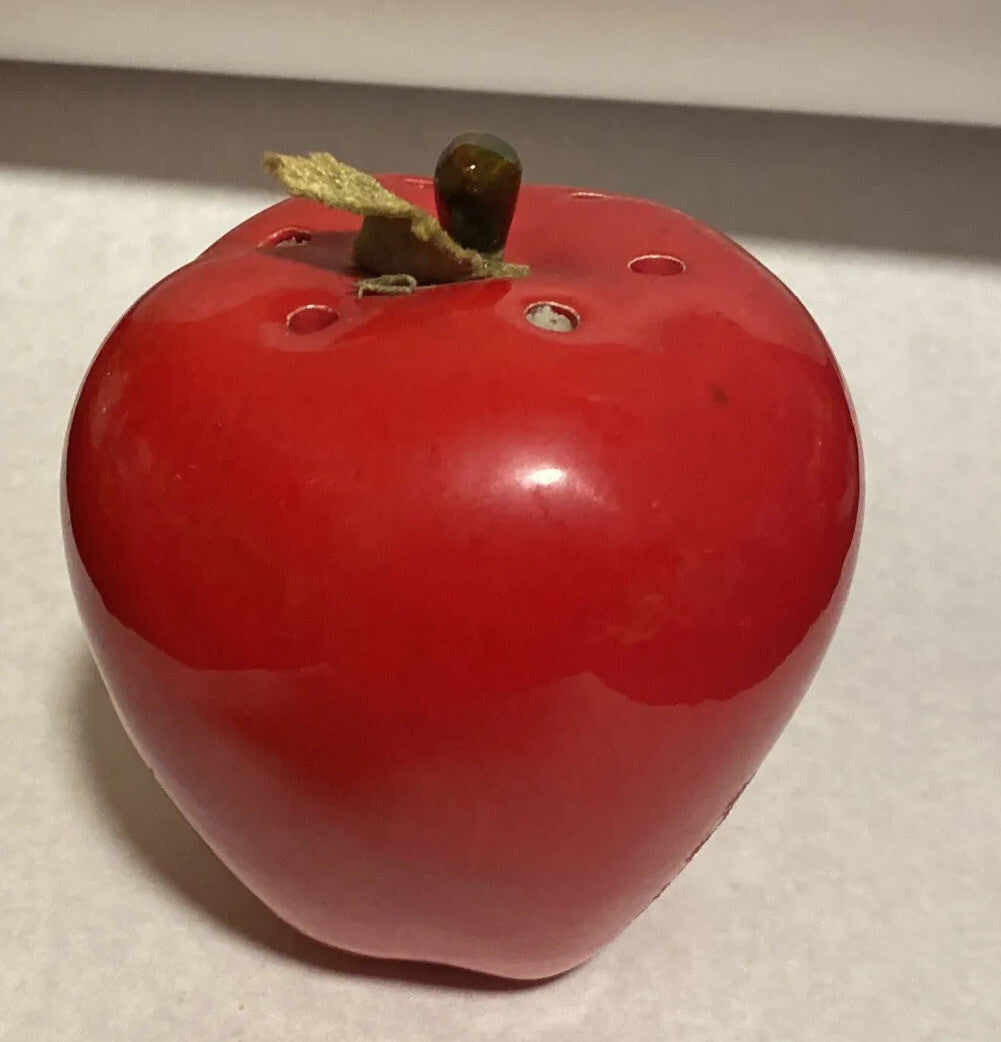 Rare Ceramic Potpourri Scent Aromatic Shaker Decorative Vanity Bath Red Apple