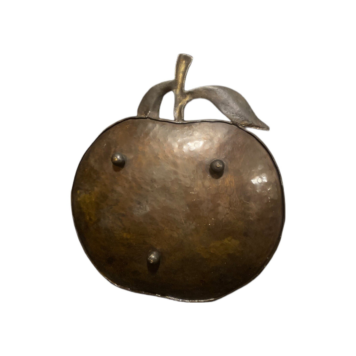 Hammered Tray Apple Shaped Metal Brown Decorative Home Decor India 14” L X 12” W