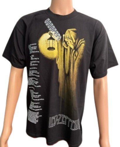 T-Shirt Led Zeppelin Tennessee River Lyrics Black LG Men Crew Neck