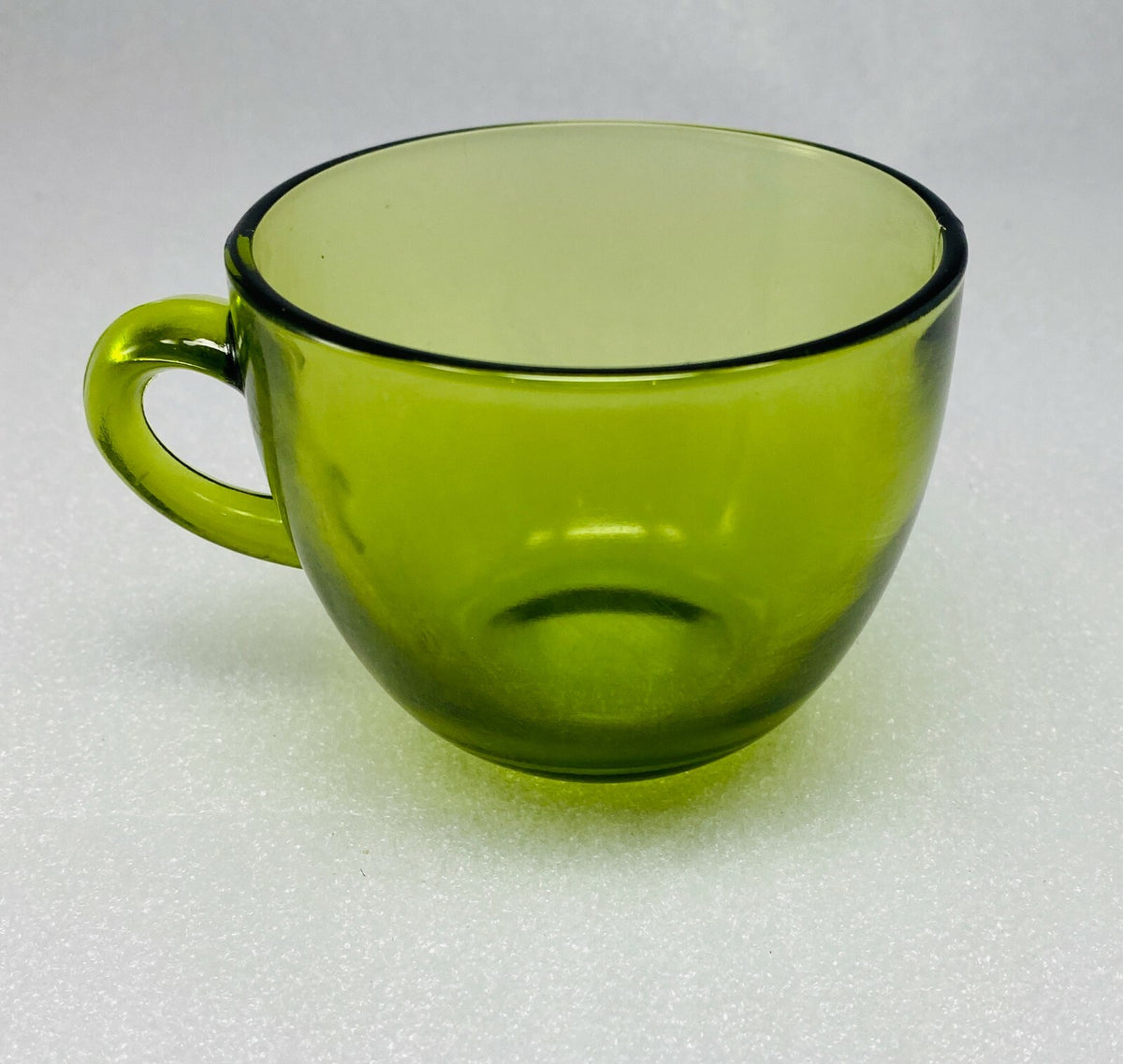 Vintage Indiana Glass Sunburst Mid Century Olive Green One Cup & Plate Set