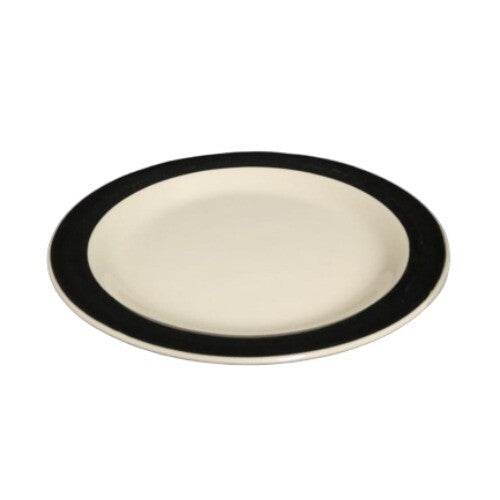 Gibson Designs BELAGIO 2-Bread & Butter Plates 7"D White Dessert Dish Black Band