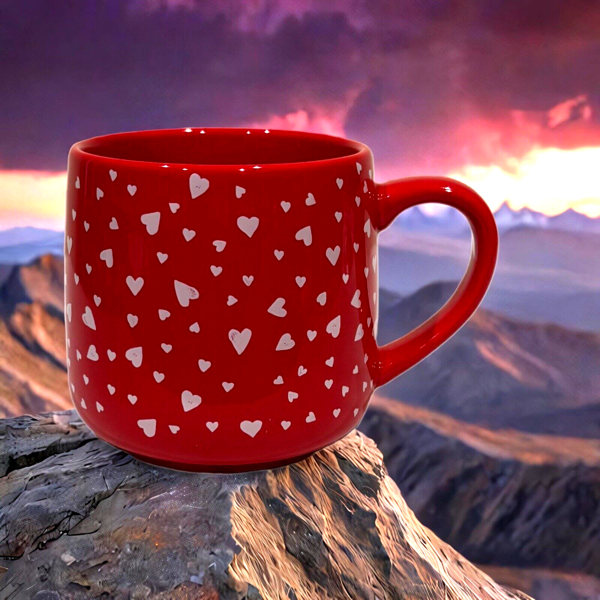 THRESHOLD Red Mug White Hearts Valentines Day Stoneware Tea Coffee Cup Target