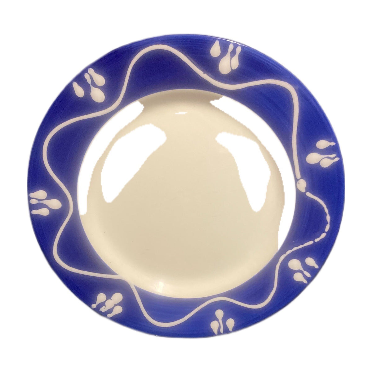LA PRIMULA 4-Salad Plates Italy Hand-Painted White Blue Dessert S. R. I Dish 8”D