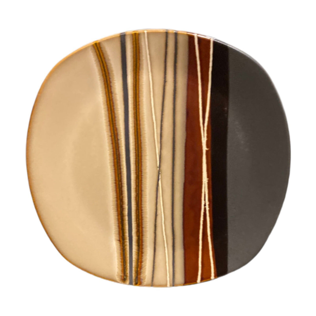 Home Trends BAZAAR BROWN 5-Dinner Plates Square 10 3/4" D Stripes Stoneware