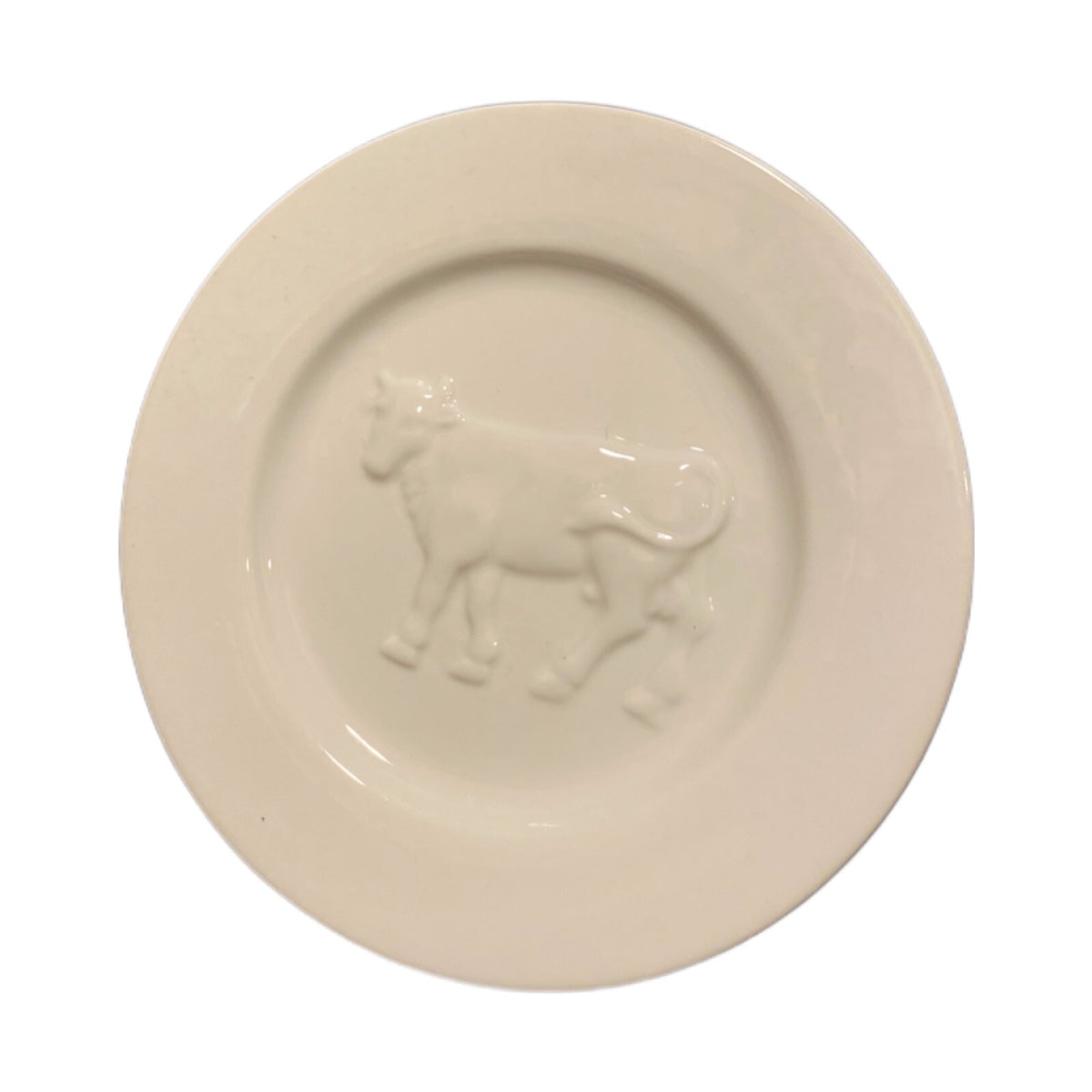 BonJour Salad Plates Farm Animal 1-Cow 1-Sheep Embossed La Fromagerie Cheese 7"D