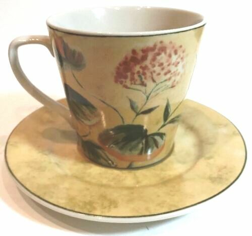 222 Fifth Asian Antique 2 Sets 5-Piece Dinnerware Floral Beige Stoneware 10 Pc